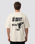 No brakes no limits Oversized Tee natural raw - model back print