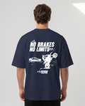 No brakes no limits Oversized Tee french navy - model back print