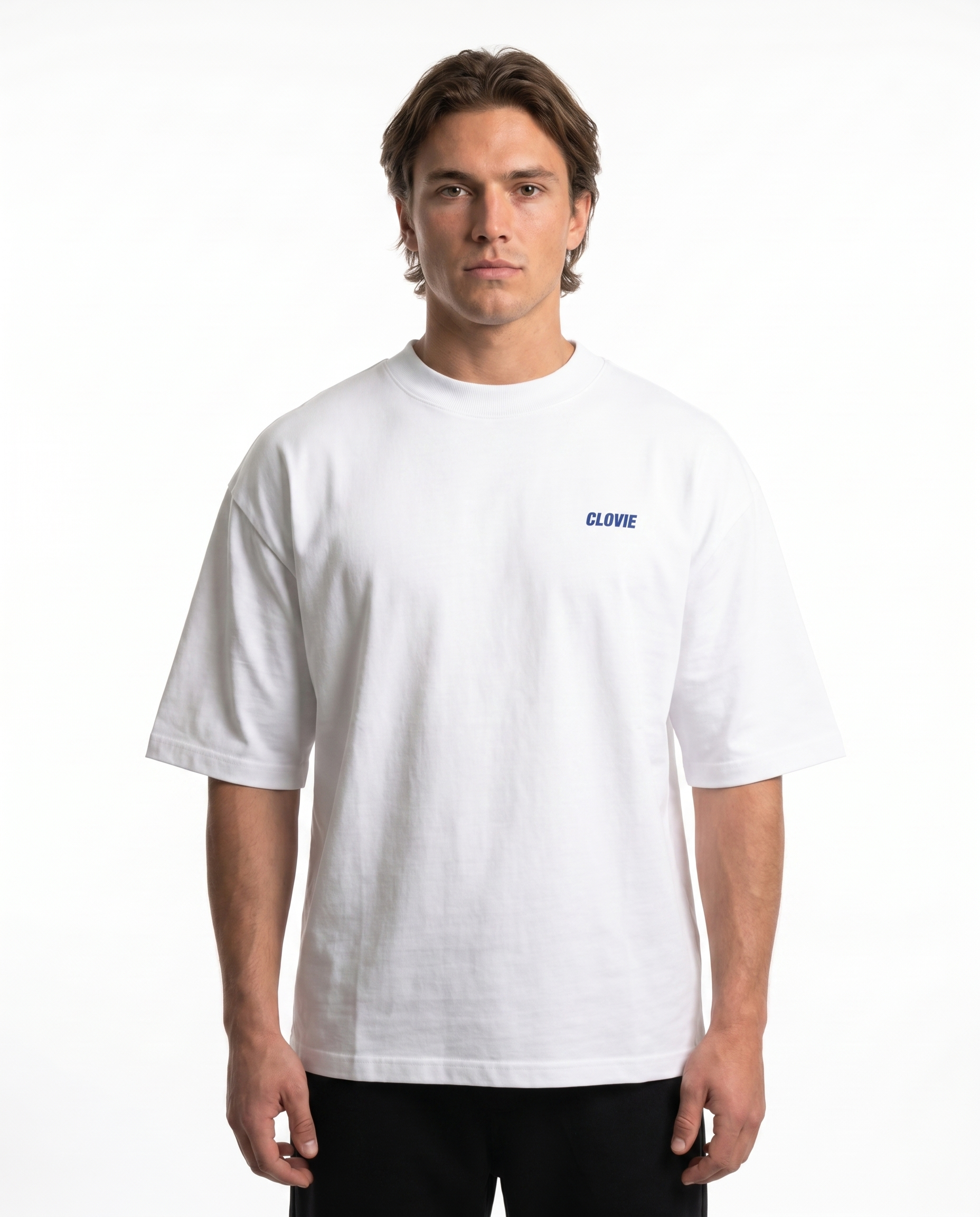 Always late but worth the wait - Oversized Tee - White - model front print