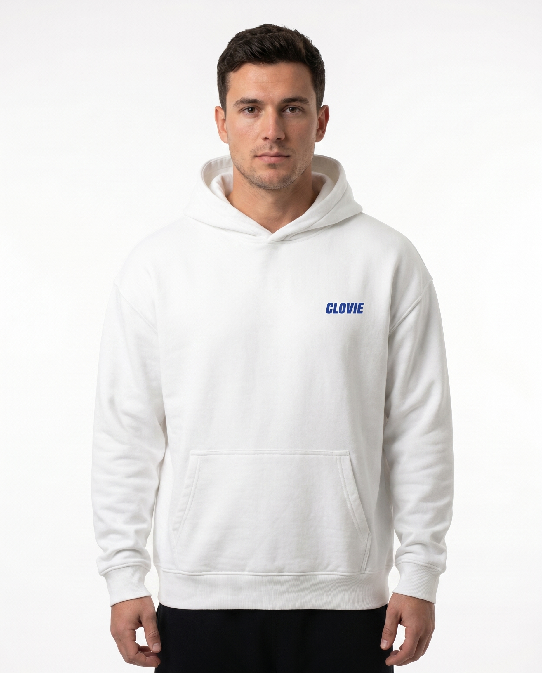 Always late but worth the wait - Oversized Hoodie - White - model front print