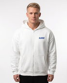 Always late but worth the wait - Oversized Zip Hoodie - White - model front print