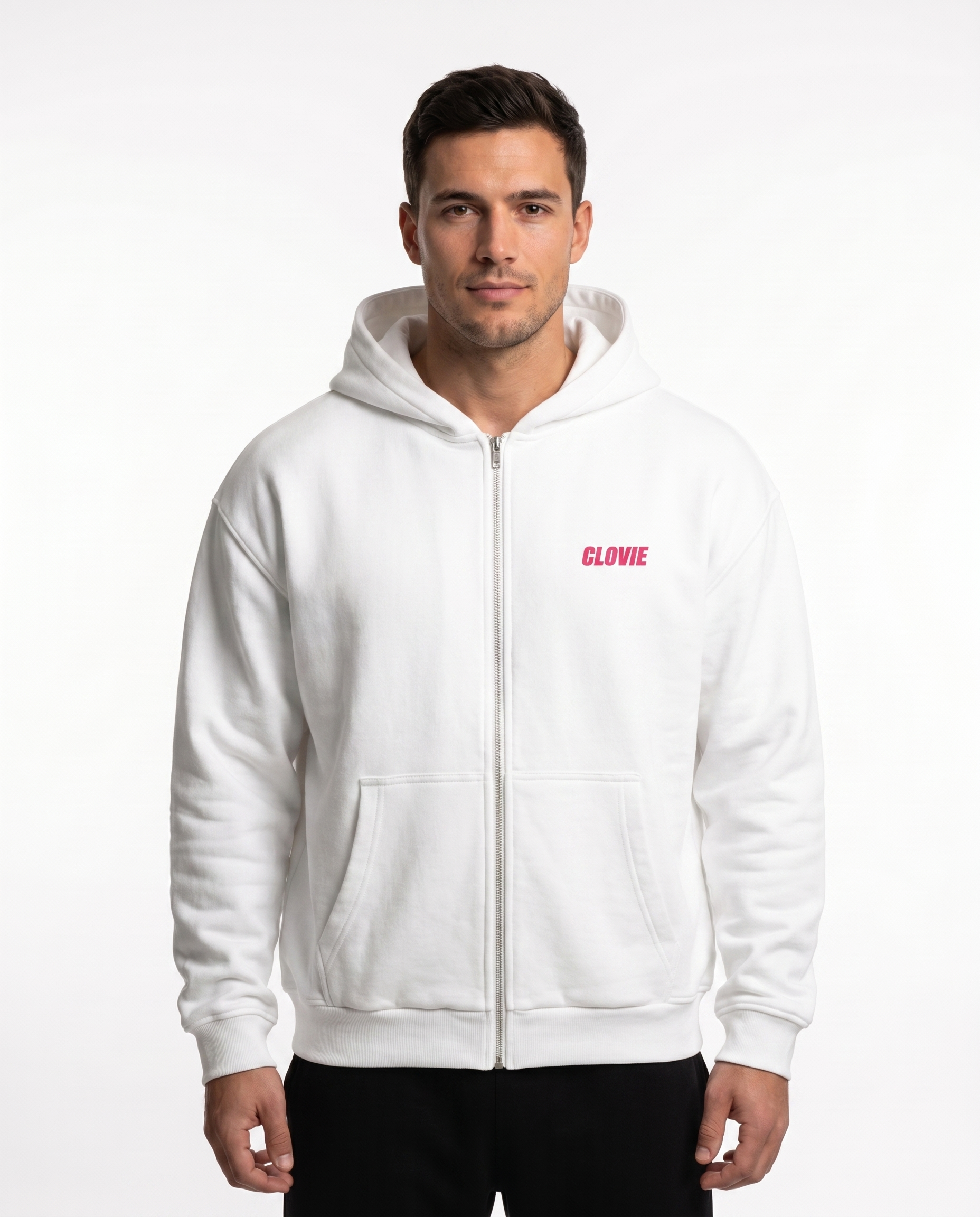 Sex is cool - Oversized Zip Hoodie - White - model front print