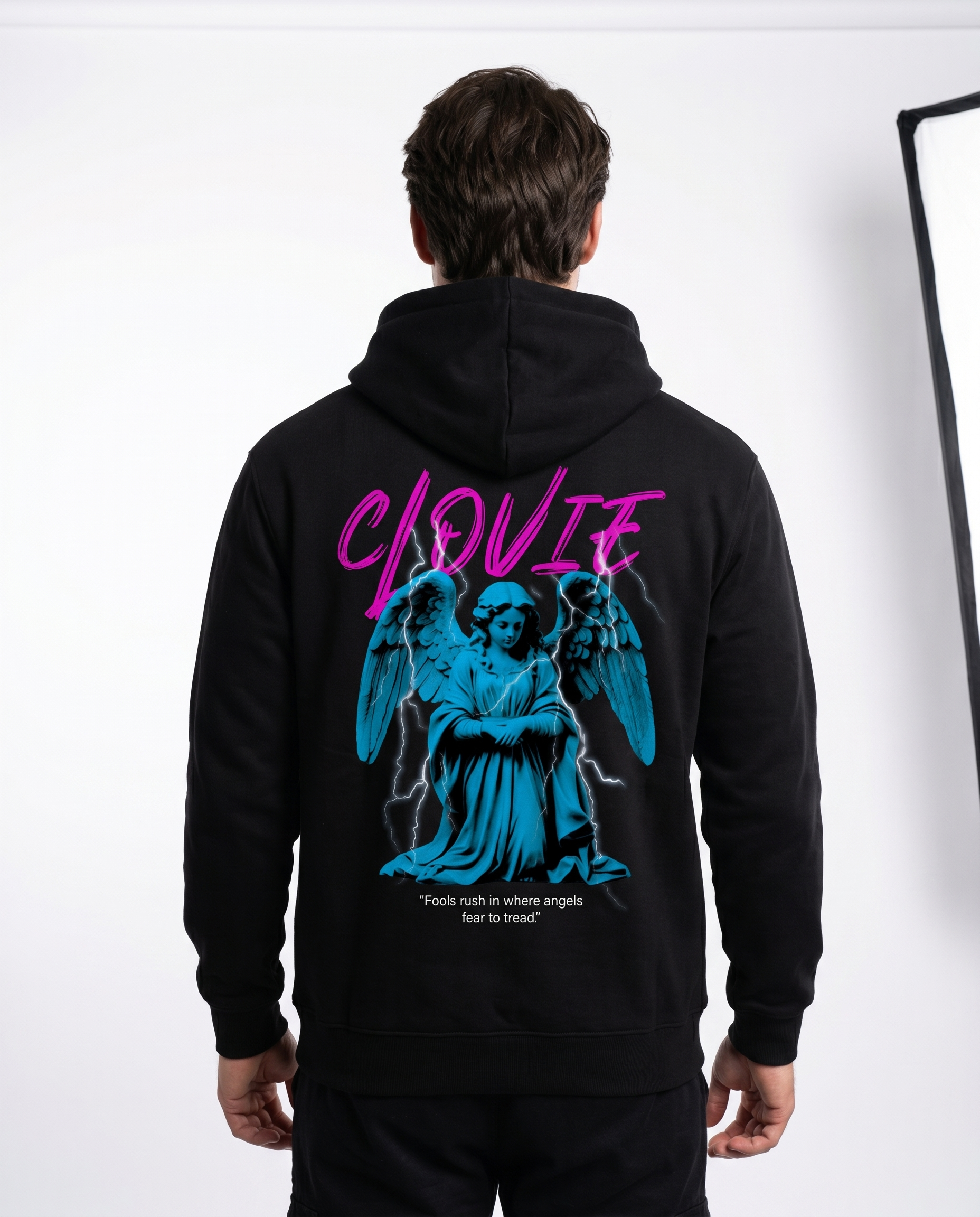 Angel - Hoodie - Jet Black - model back print