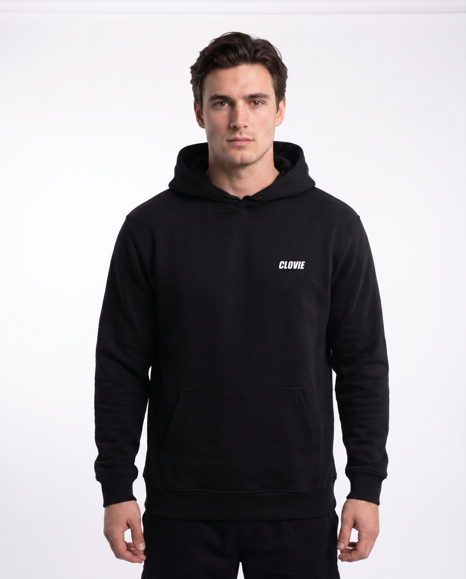 Angel - Hoodie - Jet Black - model front (clean studio)