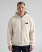 No brakes no limits Oversized Zip Hoodie white sand - model front