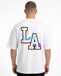 Los Angeles Oversized Tee White - model back print