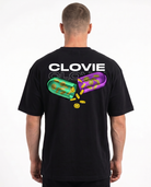Happy pills Oversized Tee Black - model back print