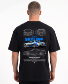 Nissan Skyline R34 Standard Tee Black - model back print
