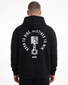 Born to ride Oversized Hoodie Black - model back print