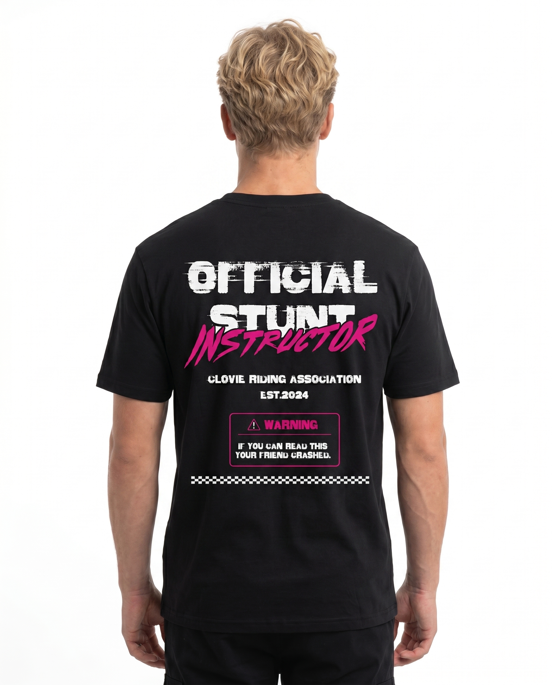 Official stunt instructor Standard Tee Black - model back print