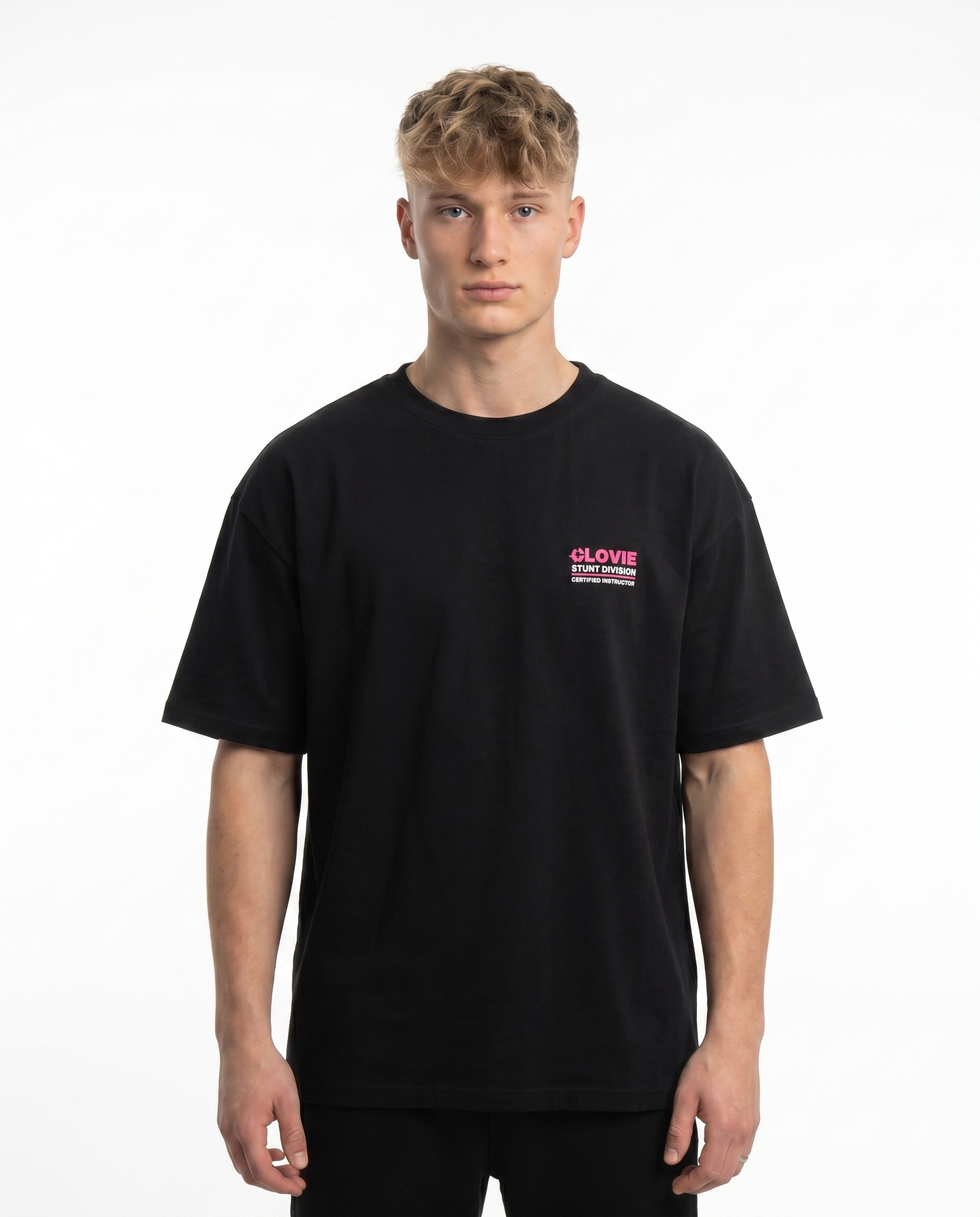 Official stunt instructor Oversized Tee Black - model front