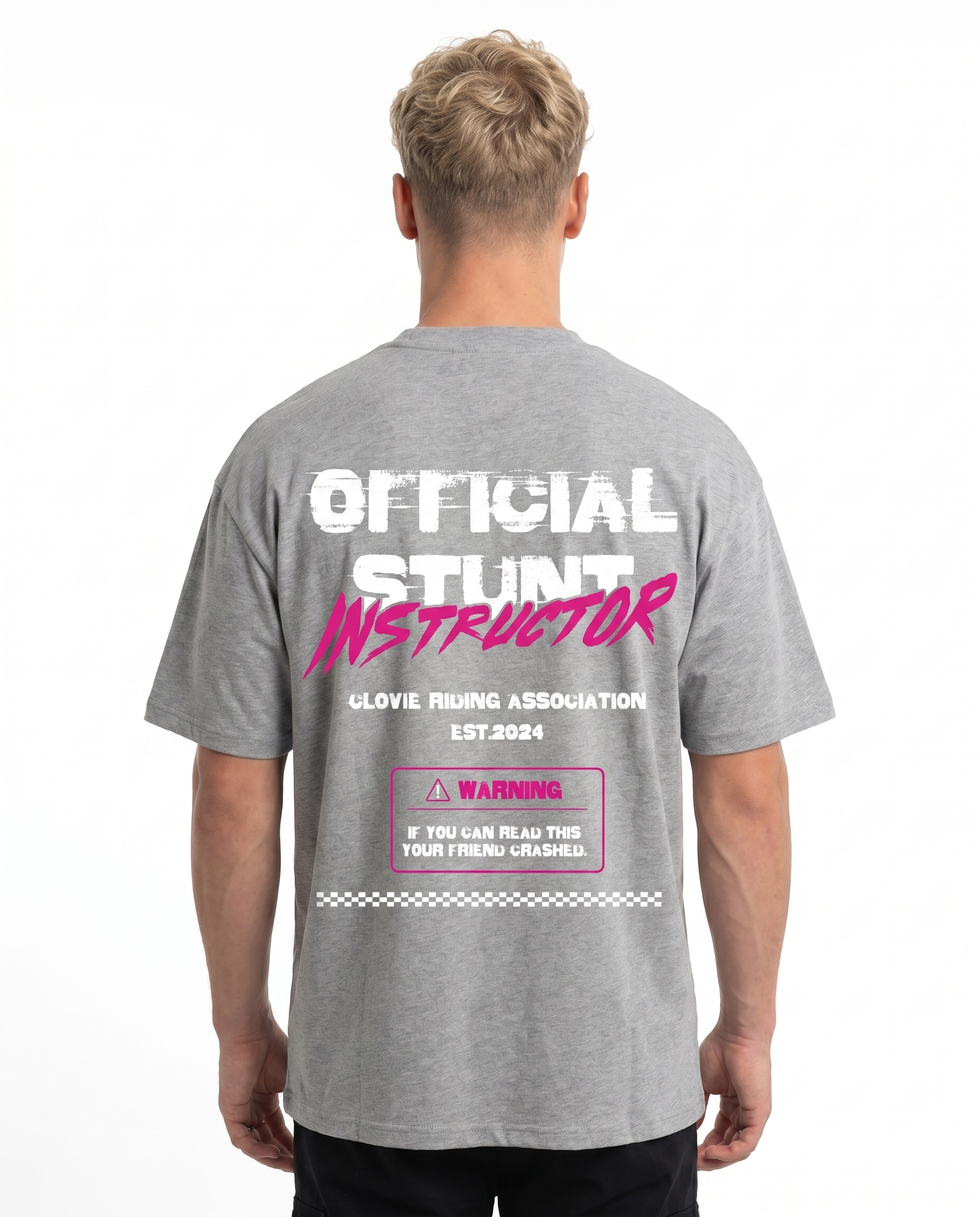 Official stunt instructor Oversized Tee Grey - model back print