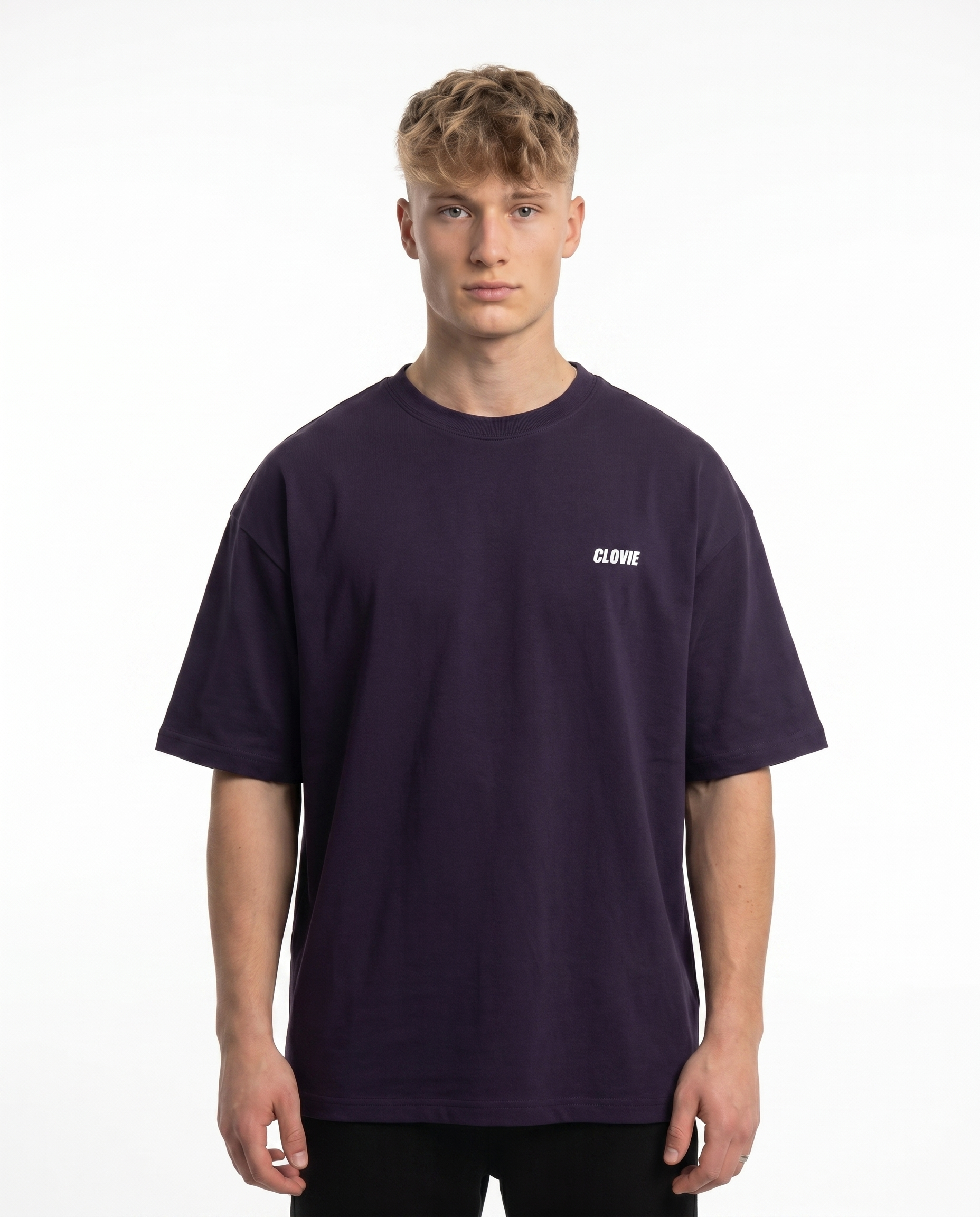 Bike life Oversized Tee Purple Night - model front