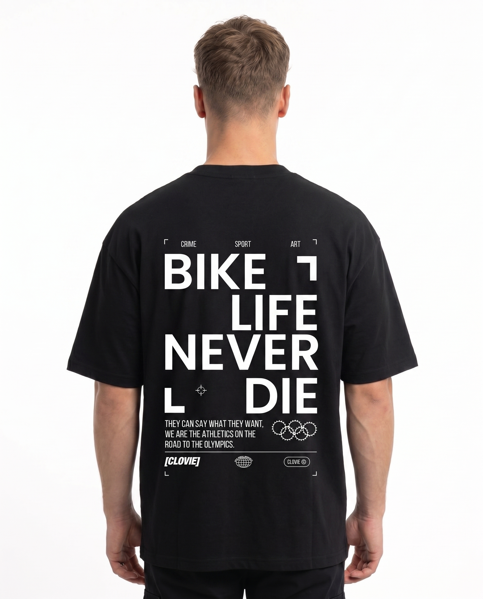 Bike life Oversized Tee Black - model back print