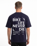 Bike life Oversized Tee Navy - model back print