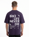 Bike life Oversized Tee Purple Night - model back print