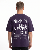 Bike life Oversized Tee Purple Night - model back print