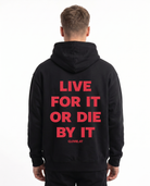 Live for it or die by it Zip Hoodie Black - model back print