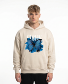 Butterfly Hoodie White Sand - model front print