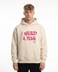 Free hugs Hoodie White Sand - model front print