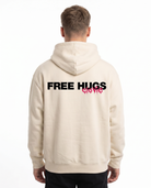 Free hugs Hoodie White Sand - model back print