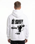 No brakes no limits Oversized Hoodie White - model back print