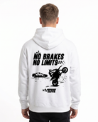 No brakes no limits Hoodie Arctic White - model back print