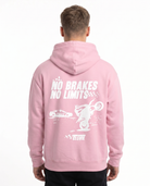 No brakes no limits Hoodie Baby Pink - model back print