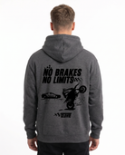 No brakes no limits Hoodie Charcoal Heather - model back print
