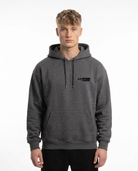 No brakes no limits Hoodie Charcoal Heather - model front