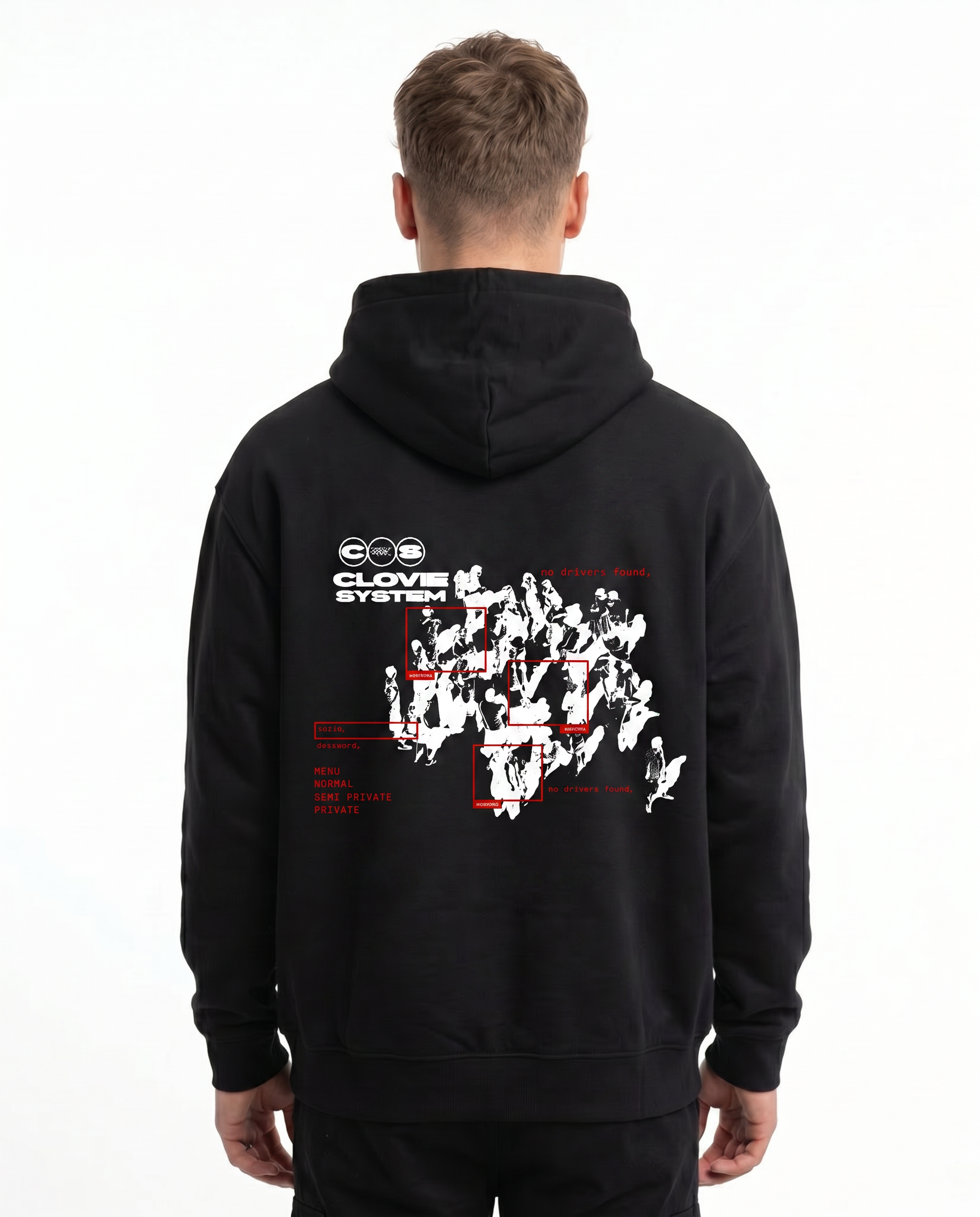 Clovie system Oversized Hoodie Black - model back print