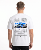 Nissan Skyline R34 Standard Tee White - model back print