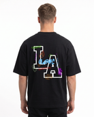 Los Angeles Oversized Tee Black - model back print