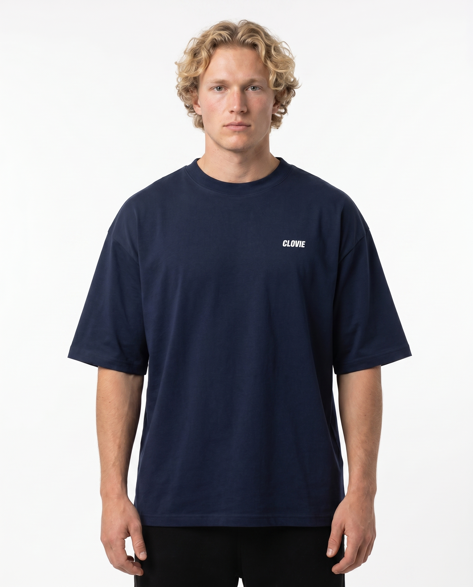 Los Angeles Oversized Tee French Navy - model front
