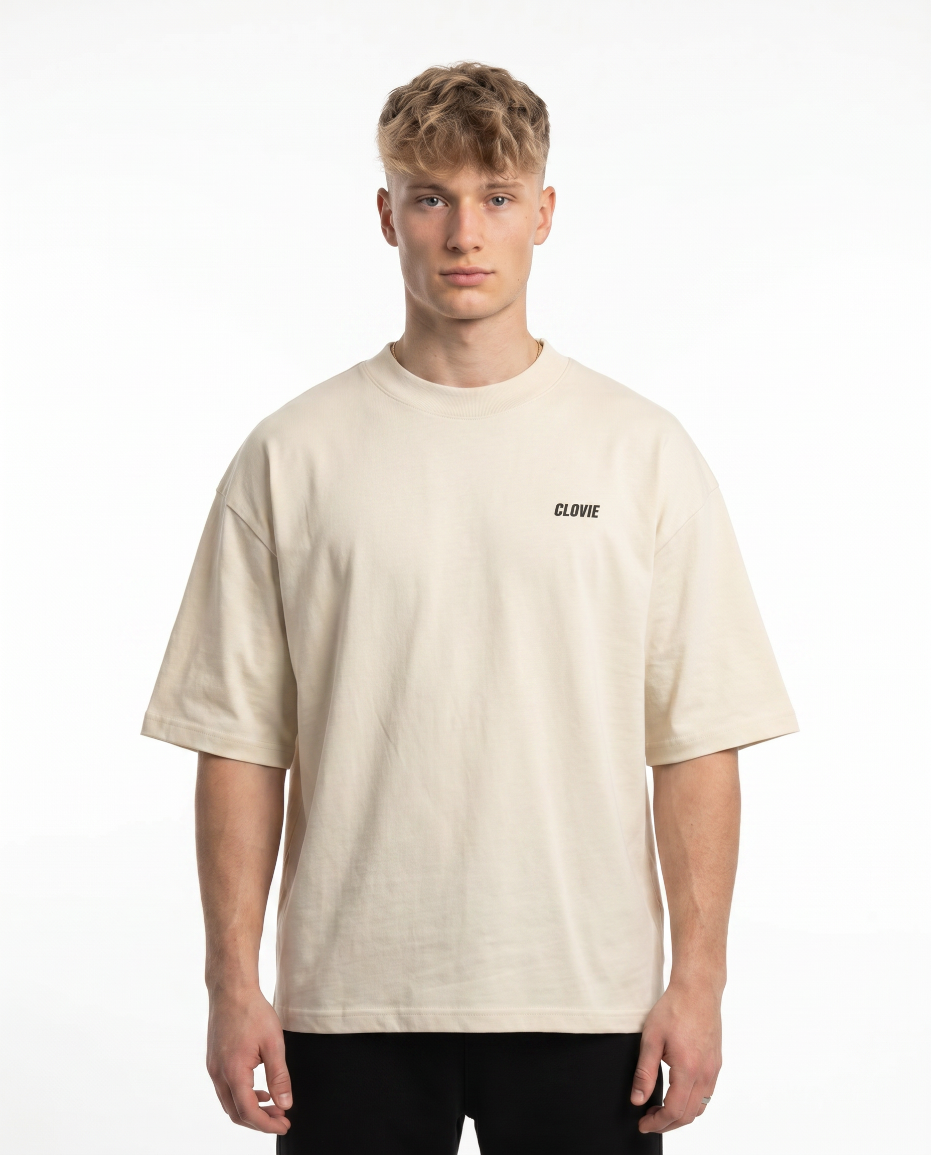 Happy pills Oversized Tee Natural Raw - model front