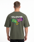 Happy pills Oversized Tee Khaki - model back print