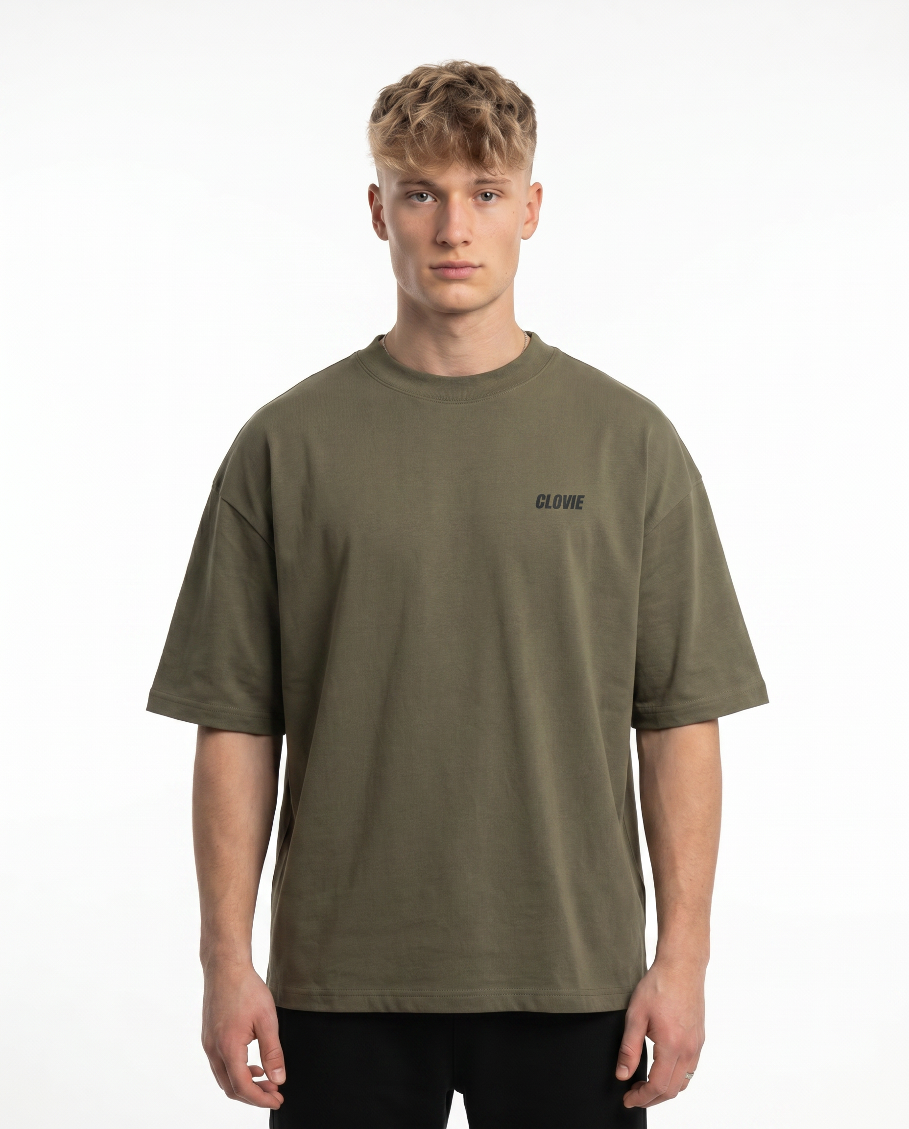 Happy pills Oversized Tee Khaki - model front