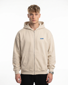 I spent all my money on racing Zip Hoodie White Sand - model front
