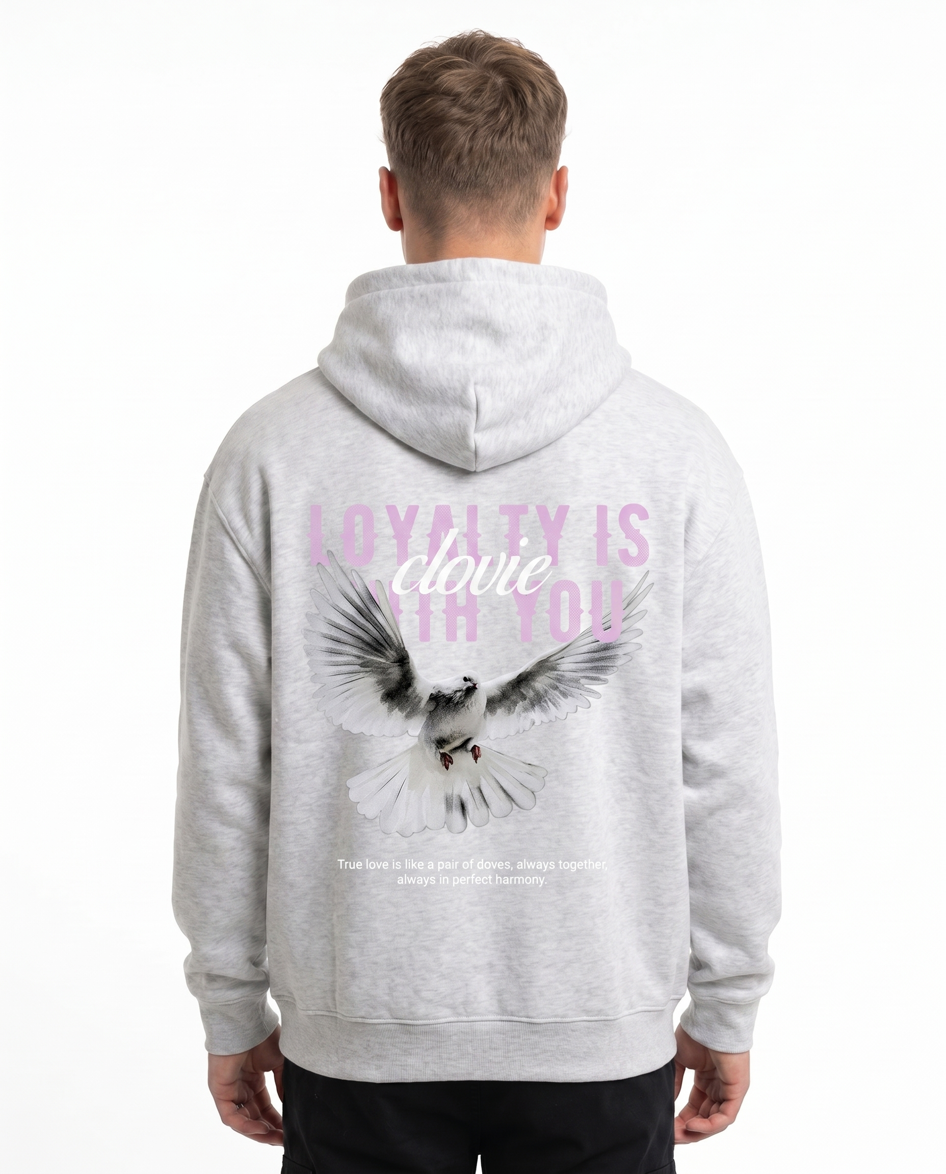 Loyalty is with you Hoodie Heather Grey - model back print