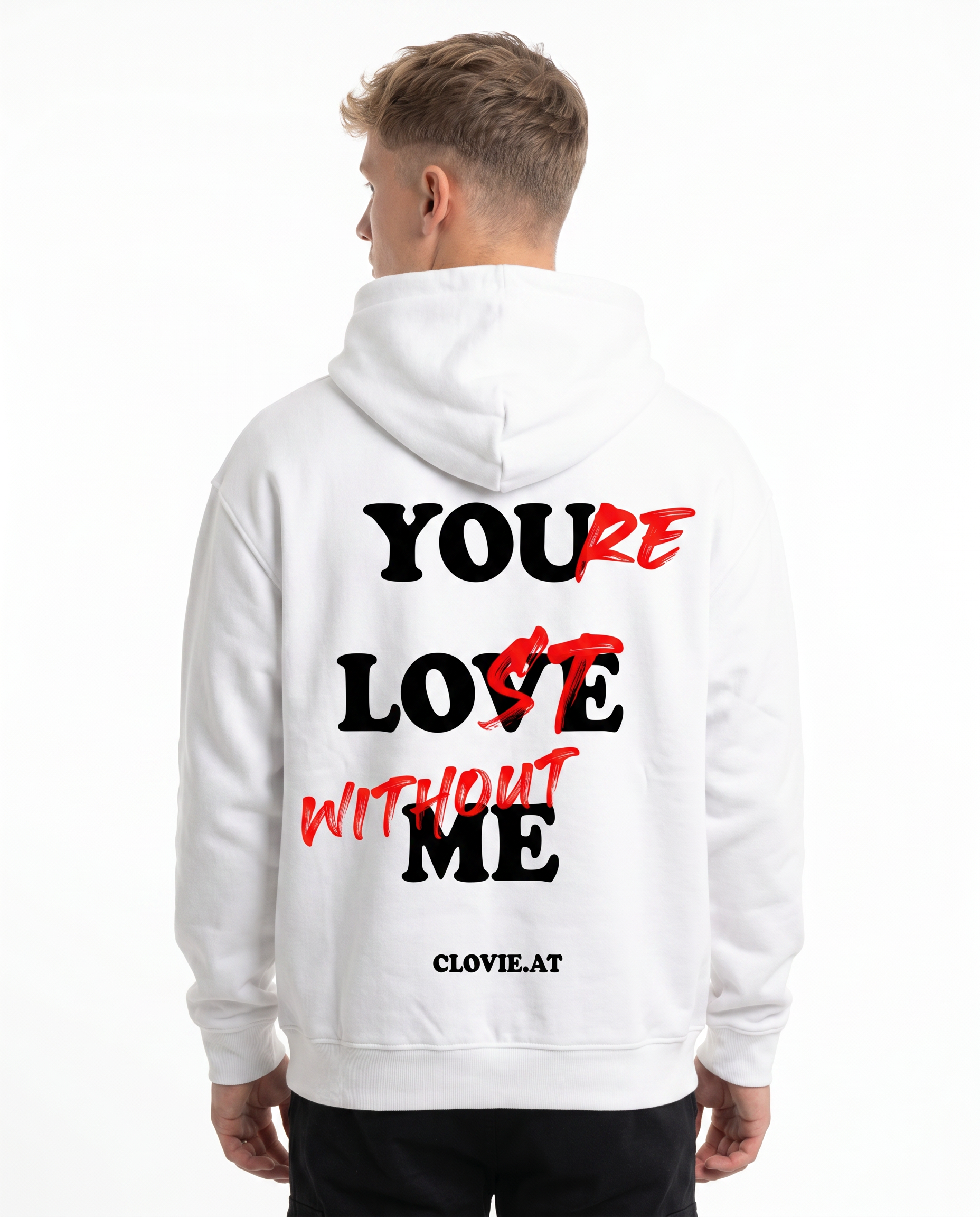 Lost without me White - model back print