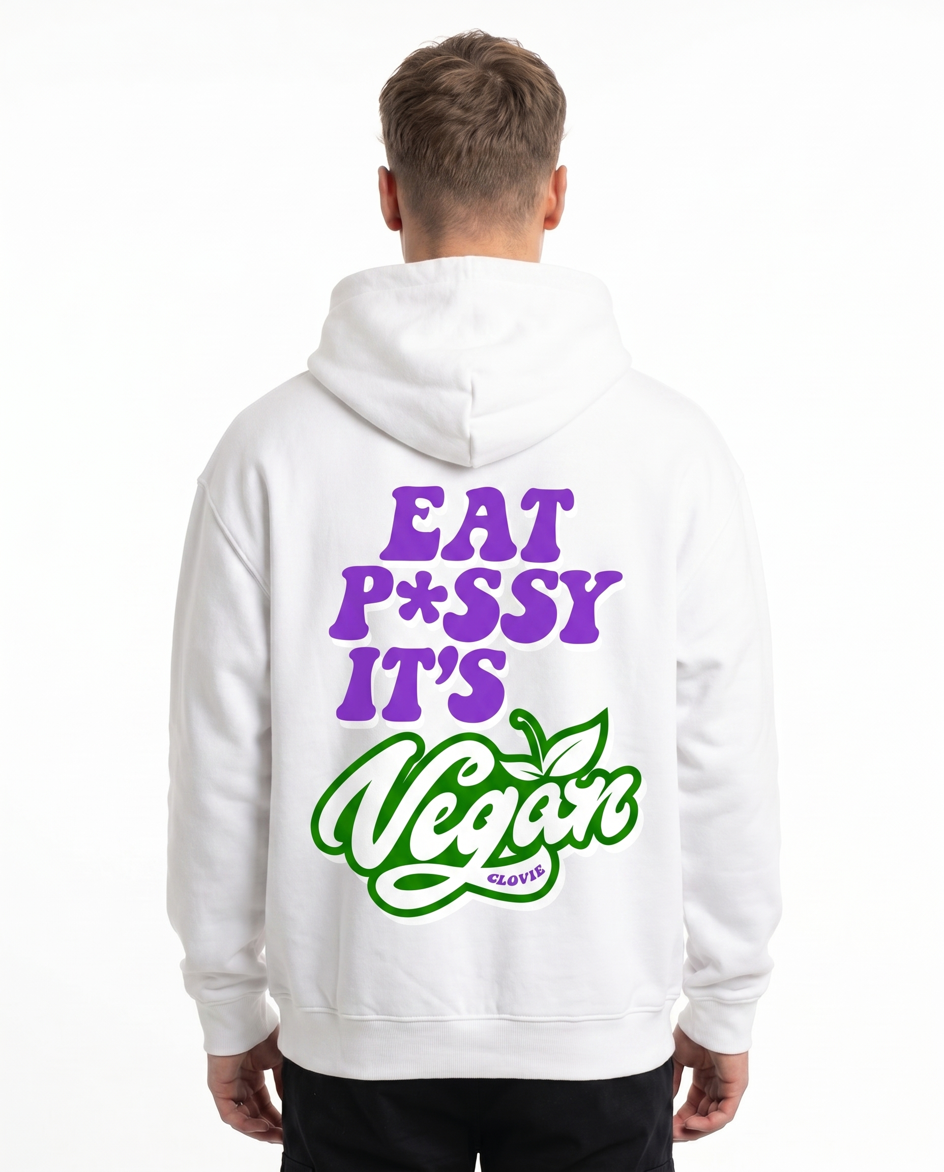 Eat pussy it's vegan White - model back print