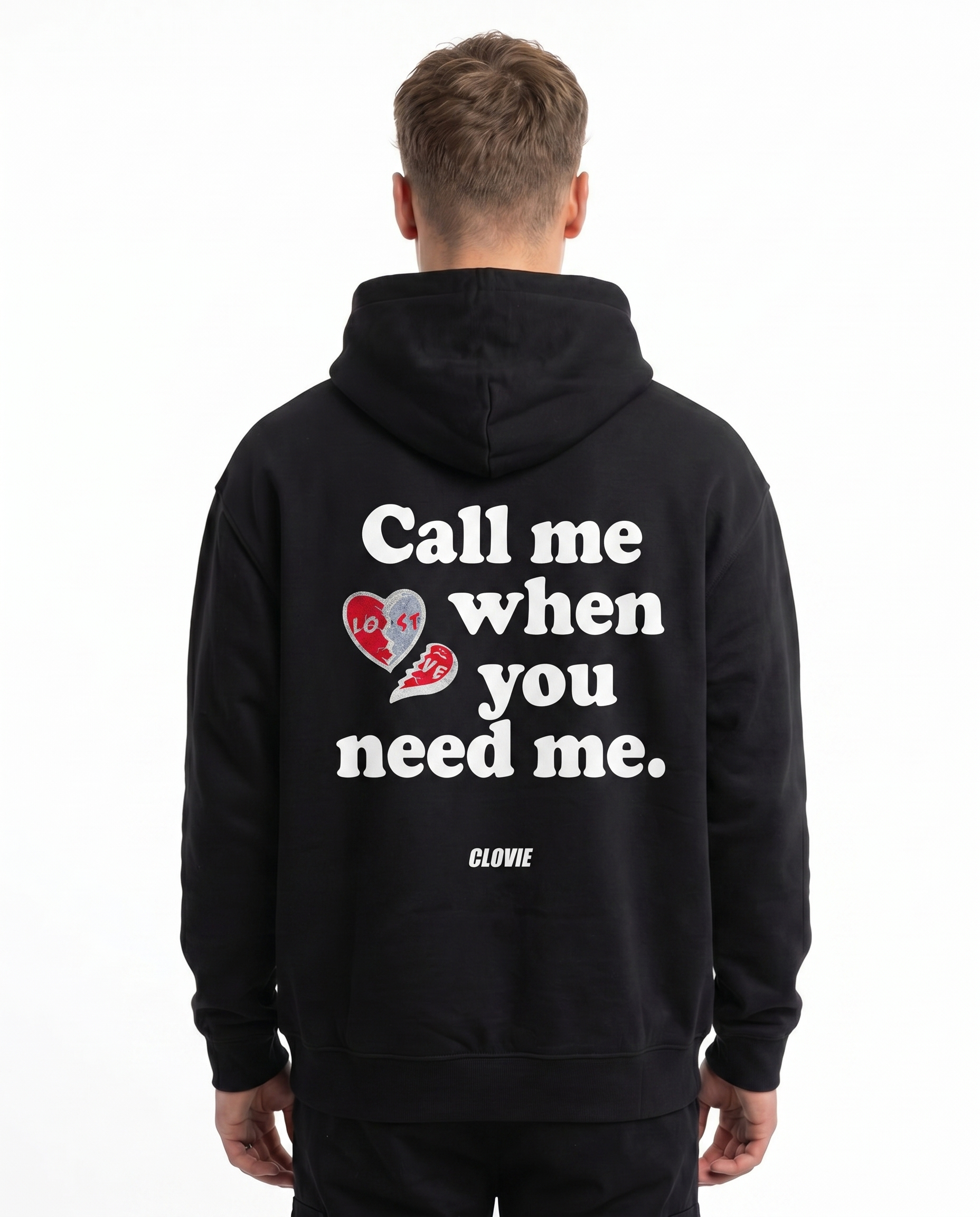 Call me when you need me Black - model back print