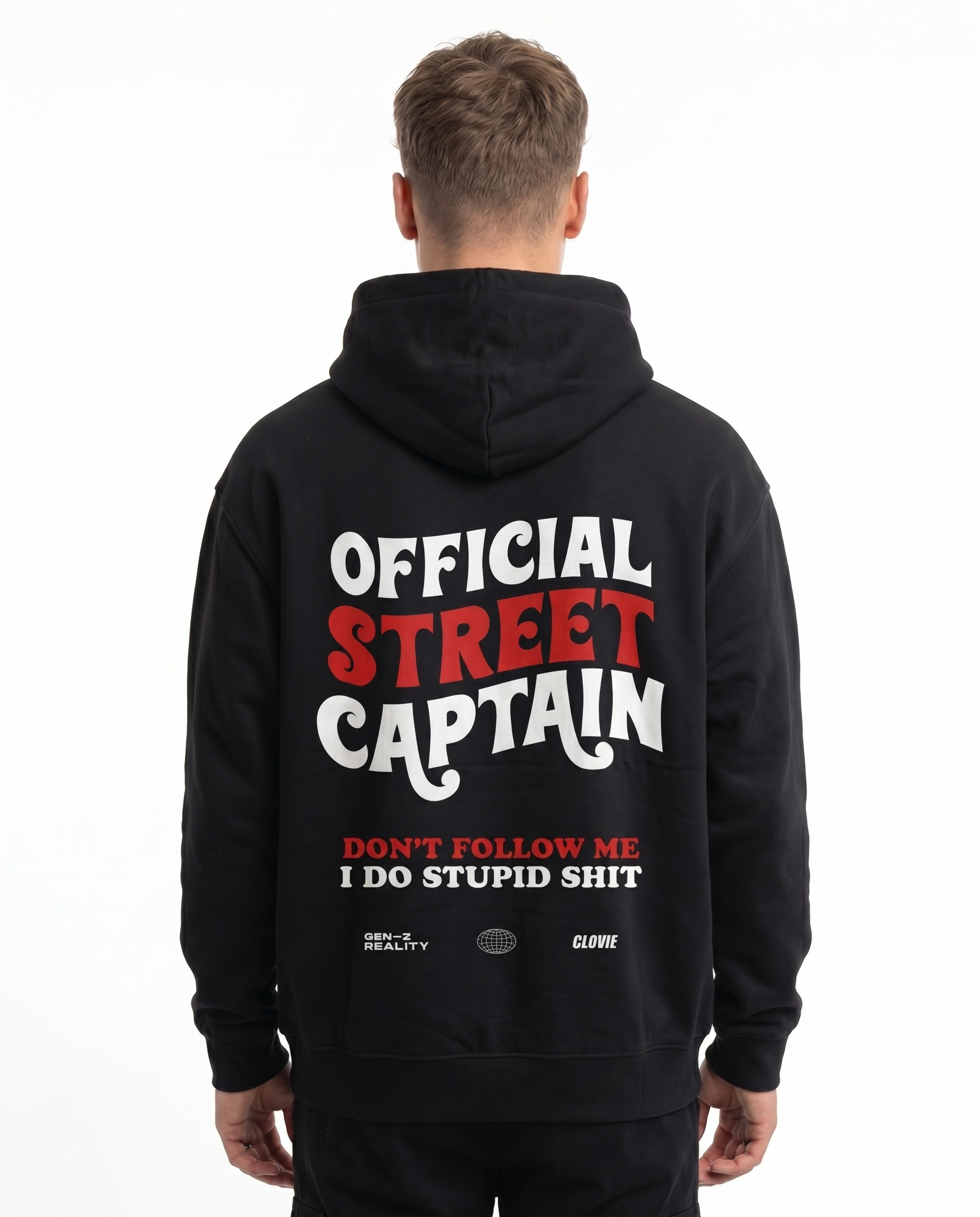 Official street captain OVS Hoodie Black - model back print (reused twin)