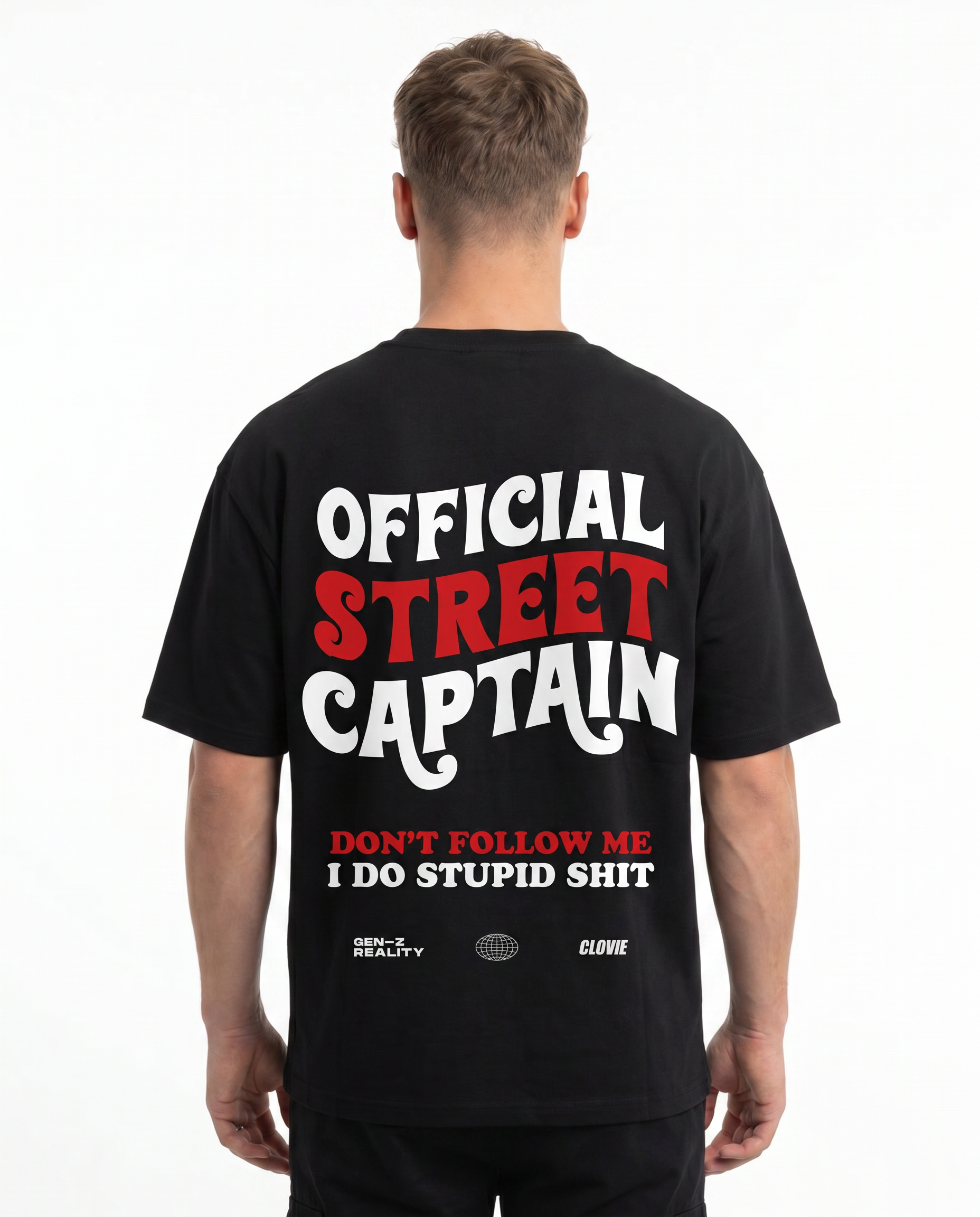Official street captain OVS Tee Black - model back print (reused twin)