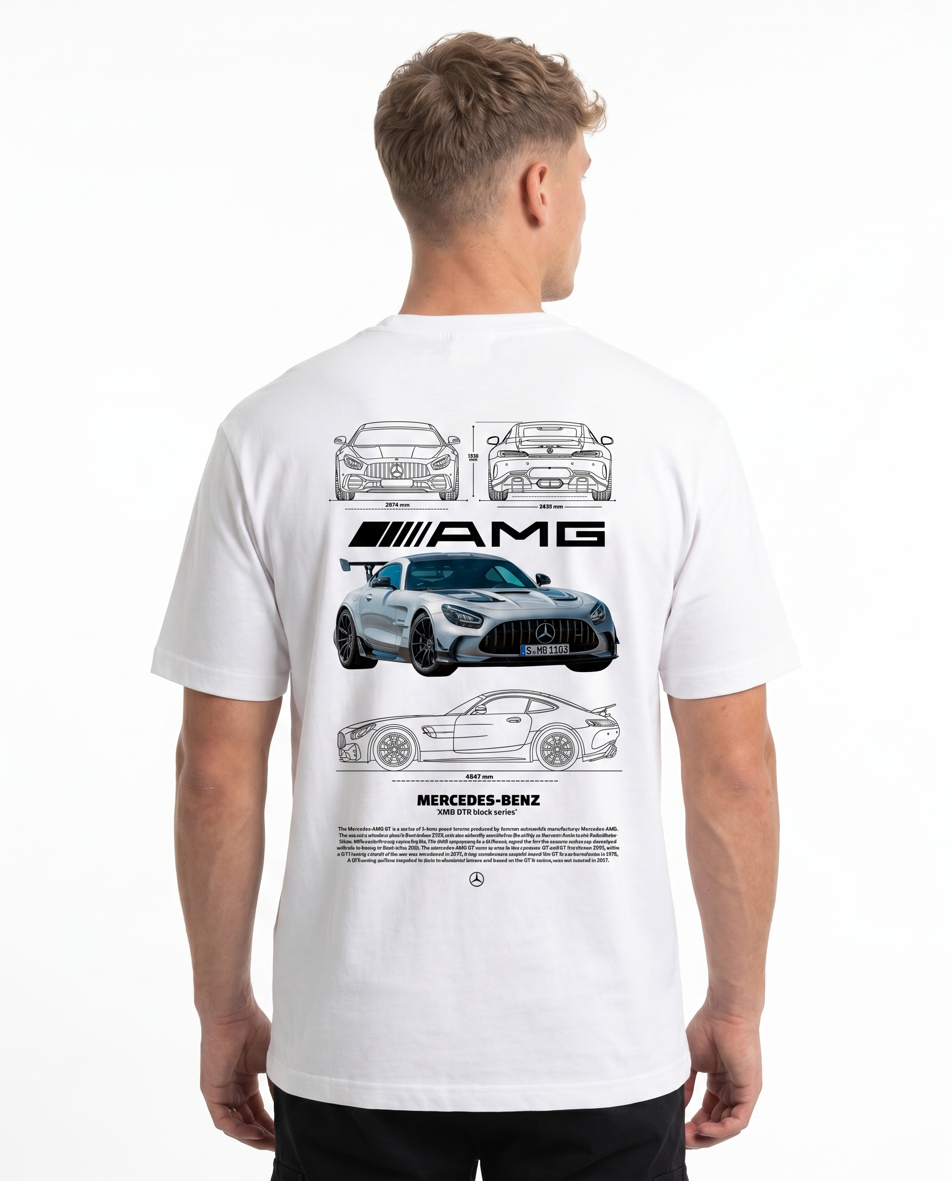 Mercedes-Benz AMG GT Std Tee White - model back print