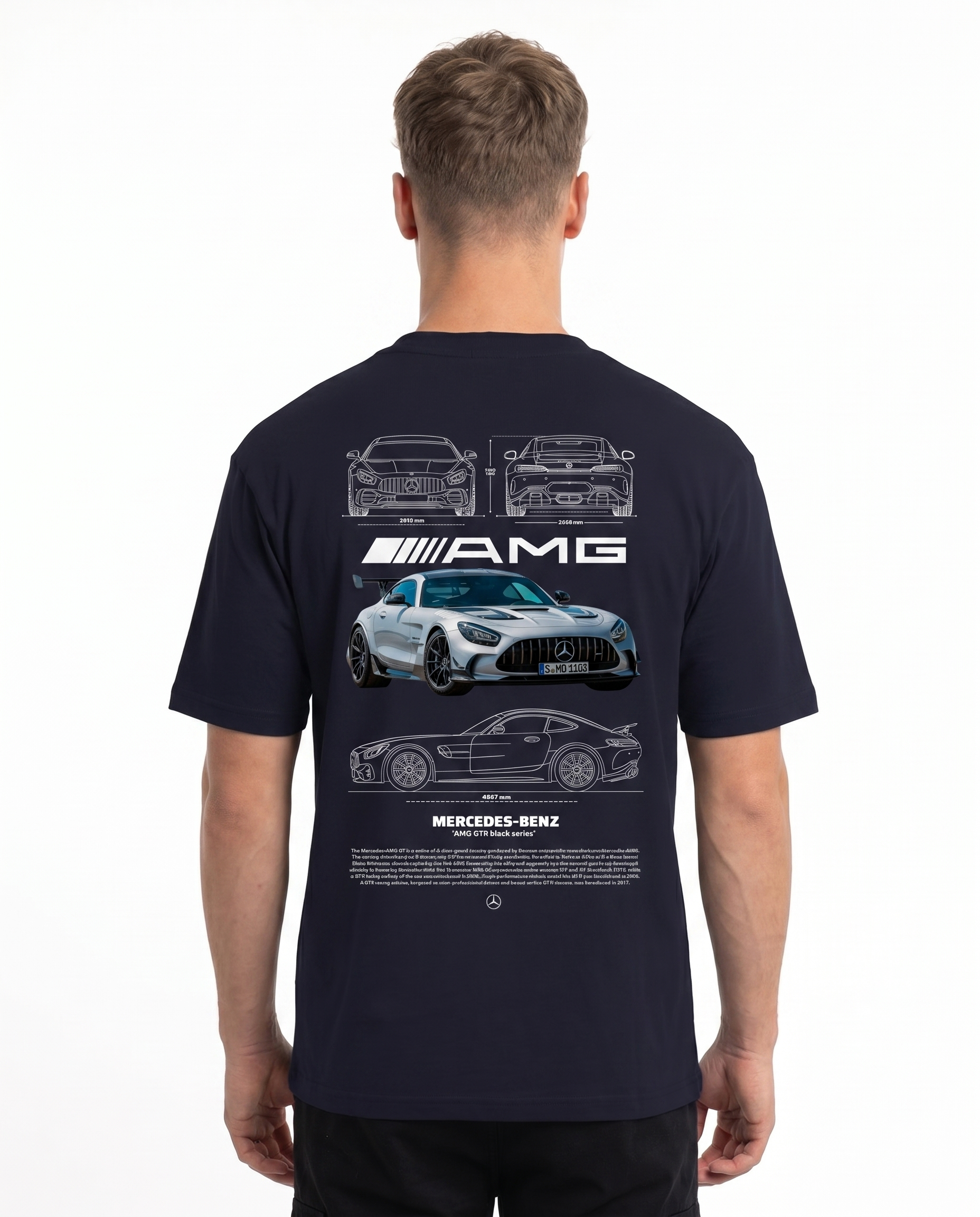 Mercedes-Benz AMG GT Std Tee French Navy - model back print