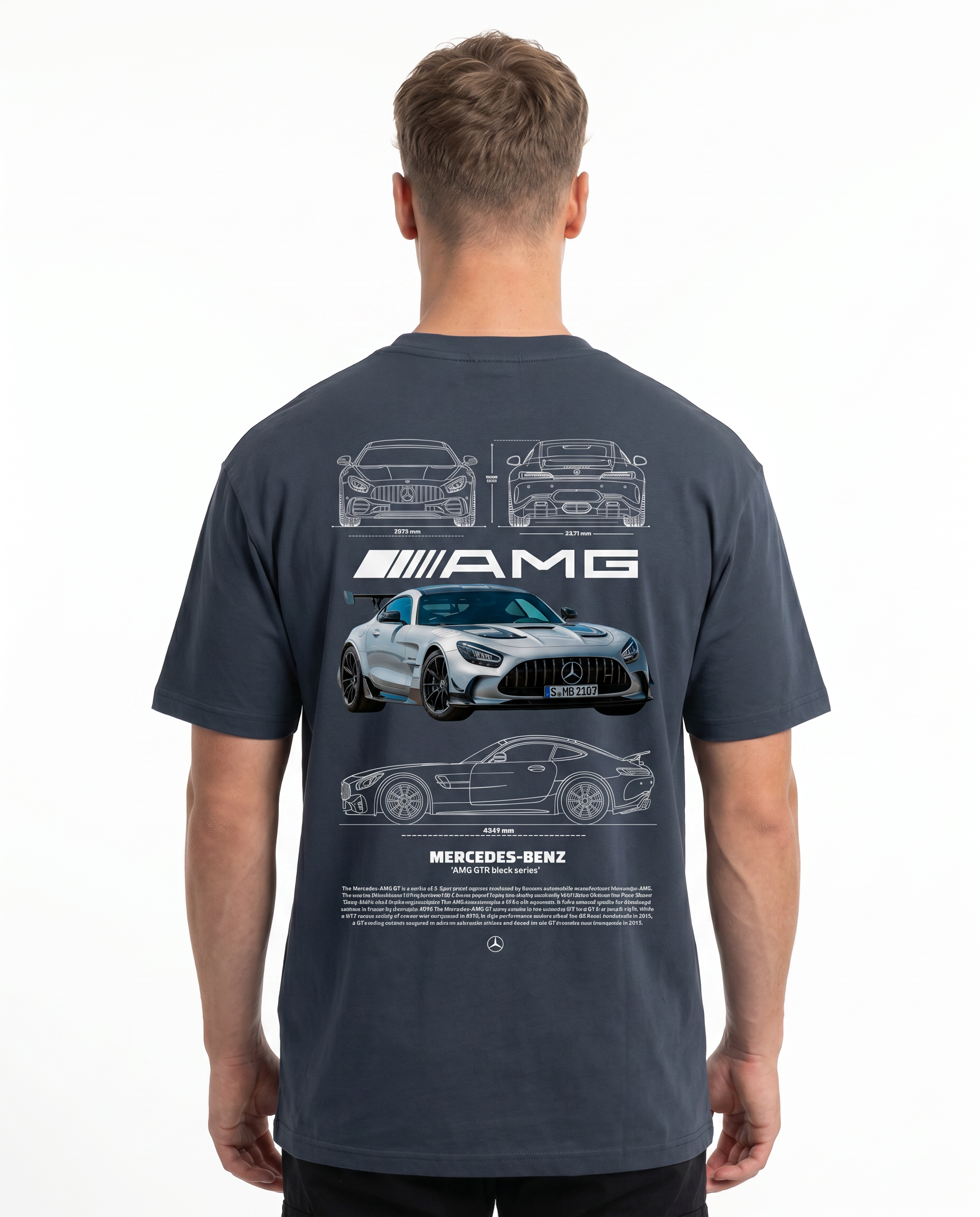 Mercedes-Benz AMG GT Std Tee India Ink Grey - model back print