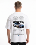 BMW CSL 3.0 OVS Tee White - model back print