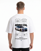 BMW CSL 3.0 OVS Tee White - model back print