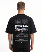 BMW CSL 3.0 OVS Tee Black - model back print